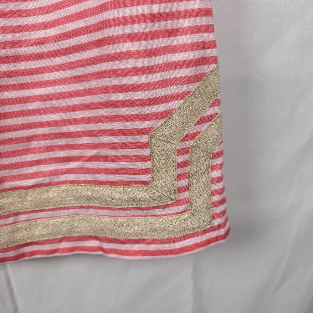 Sail to Sable 100% Linen Tunic Mini Dress With Golden Trim - Picture 4 of 9